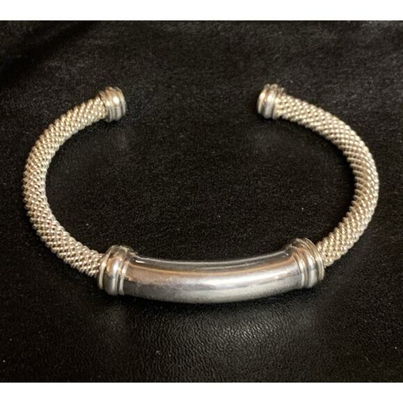 Joseph Esposito Cuff Bracelet Sterling Silver with Center Slide over Mesh Design - Picture 1 of 8